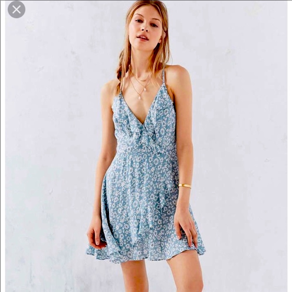 Kimchi Blue Sabina Ruffle Wrap Dress floral baby blue